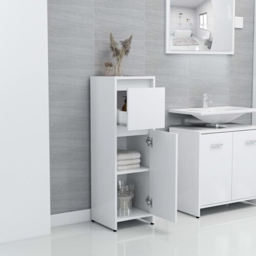 Bathroom Cabinet White 30x30x95cm Engineered Wood - Image 3