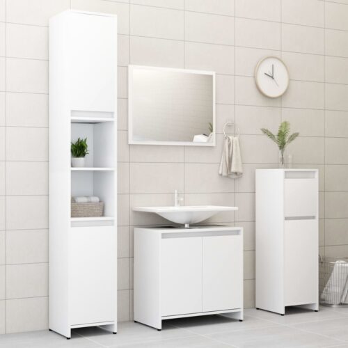 Bathroom Cabinet White 30x30x95cm Engineered Wood - Image 4