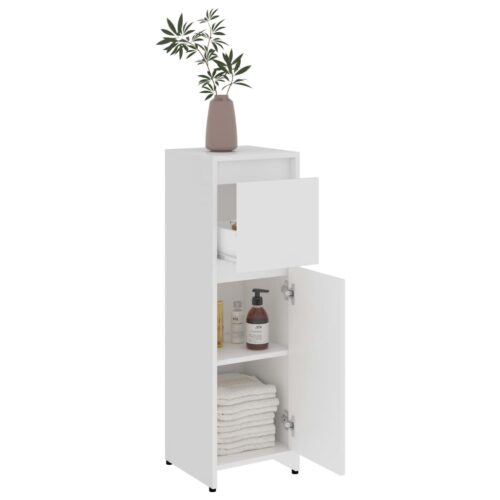 Bathroom Cabinet White 30x30x95cm Engineered Wood - Image 5