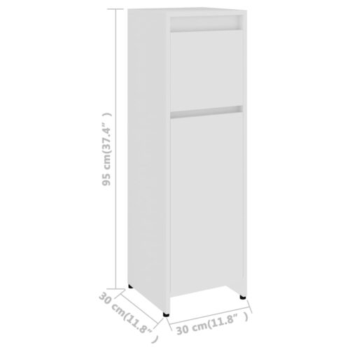 Bathroom Cabinet White 30x30x95cm Engineered Wood - Image 9