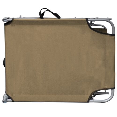 Folding Sun Lounger with Canopy Steel Taupe - Image 4
