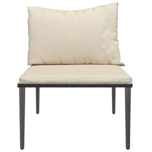 Garden Middle Sofa with Cushions Grey Poly Rattan - Image 3