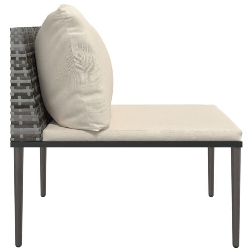 Garden Middle Sofa with Cushions Grey Poly Rattan - Image 4