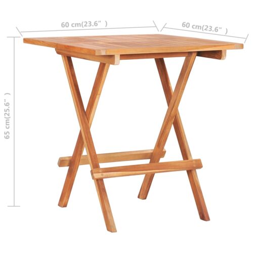 Folding Bistro Table 60x60x65cm Solid Teak Wood - Image 7