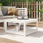Garden Table White 82.5x82.5x45cm Solid Wood Pine