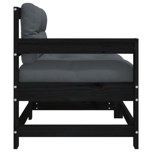 Garden Chair with Cushions Black Solid Wood Pine - Image 4