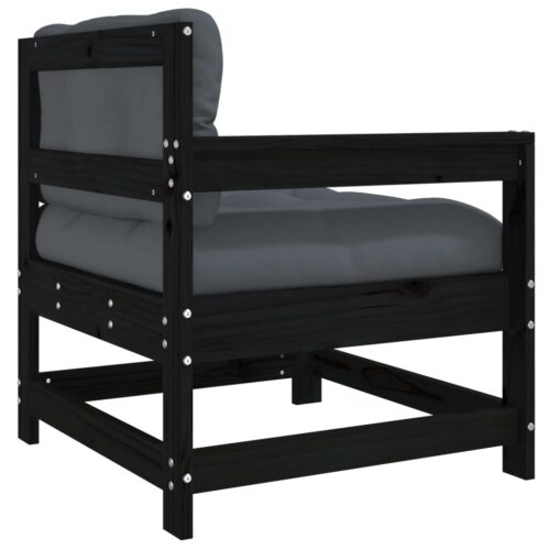 Garden Chair with Cushions Black Solid Wood Pine - Image 5