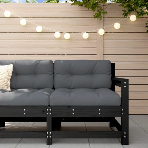 Garden Chair with Cushions Black Solid Wood Pine - Image 10