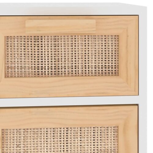 Sideboard White 60x30x75cm Solid Wood Pine Natural Rattan - Image 7