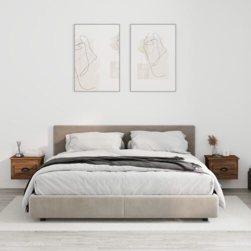 Wall-mounted Bedside Cabinets 2pcs Brown Oak 41.5x36x28cm - Image 12