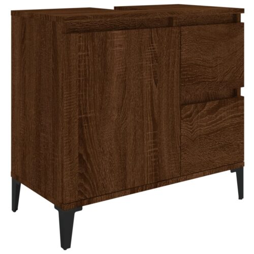 Bathroom Cabinet Brown Oak 65x33x60cm Engineered Wood - Image 2