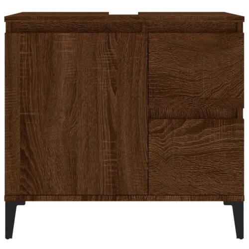 Bathroom Cabinet Brown Oak 65x33x60cm Engineered Wood - Image 7