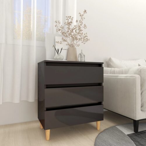 Sideboard High Gloss Grey 60x35x69cm Engineered Wood