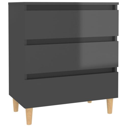 Sideboard High Gloss Grey 60x35x69cm Engineered Wood - Image 2