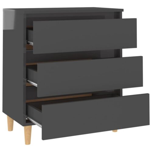Sideboard High Gloss Grey 60x35x69cm Engineered Wood - Image 4