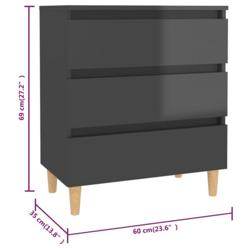 Sideboard High Gloss Grey 60x35x69cm Engineered Wood - Image 7