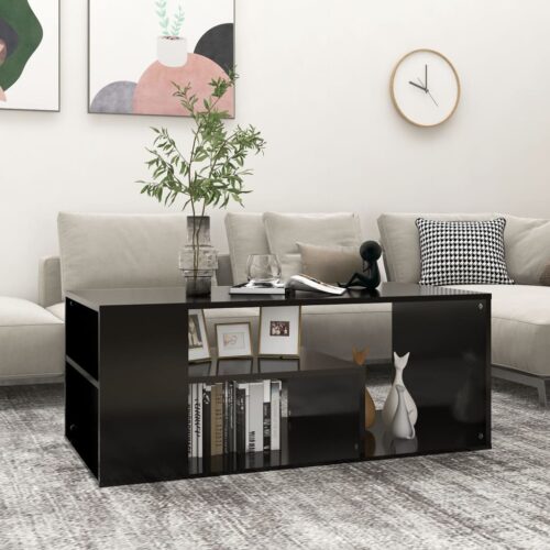 Coffee Table Black 100x50x40cm Engineered Wood - Image 7