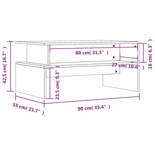 Coffee Table Black 90x55x42.5cm Engineered Wood - Image 9