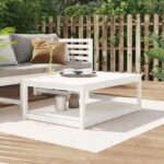 Garden Table White 121x82.5x45cm Solid Wood Pine