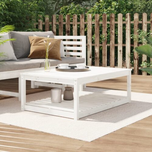 Garden Table White 121x82.5x45cm Solid Wood Pine
