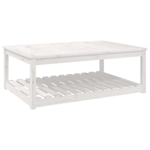 Garden Table White 121x82.5x45cm Solid Wood Pine - Image 2