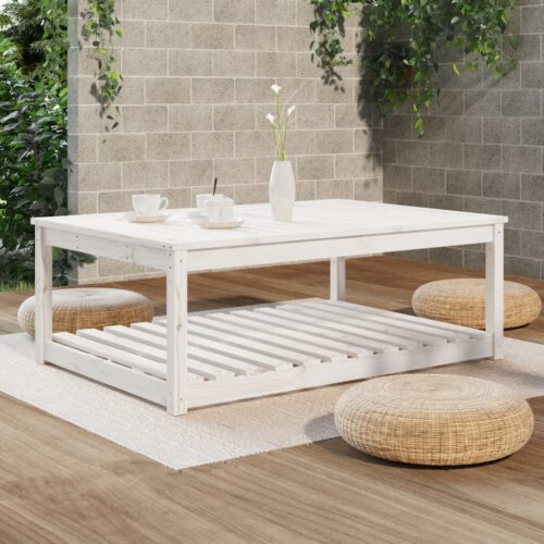 Garden Table White 121x82.5x45cm Solid Wood Pine - Image 3
