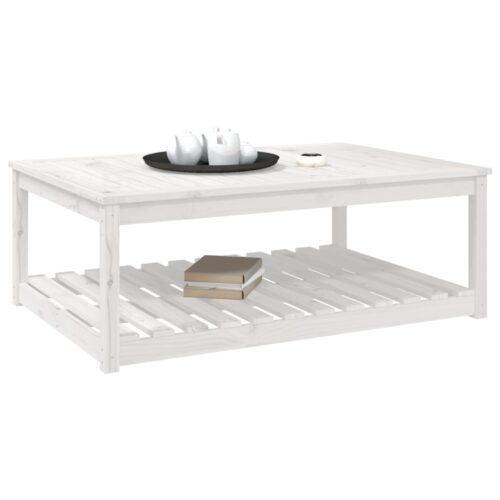 Garden Table White 121x82.5x45cm Solid Wood Pine - Image 4