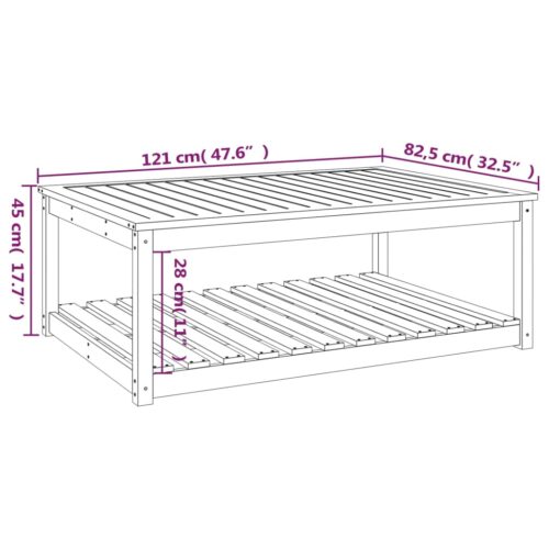 Garden Table White 121x82.5x45cm Solid Wood Pine - Image 8