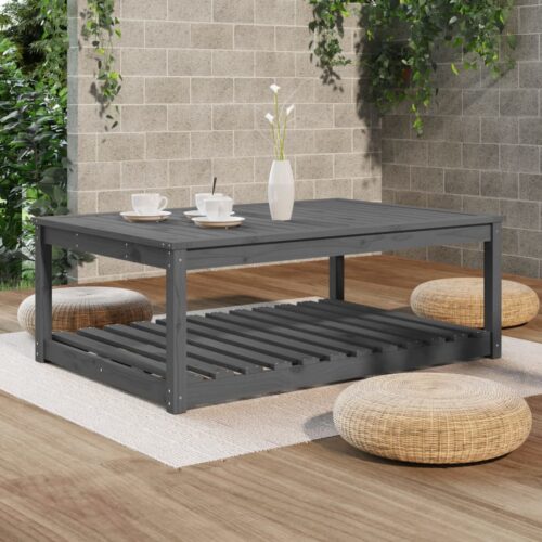 Garden Table Grey 121x82.5x45cm Solid Wood Pine - Image 3