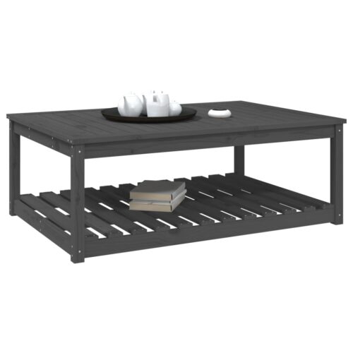 Garden Table Grey 121x82.5x45cm Solid Wood Pine - Image 4