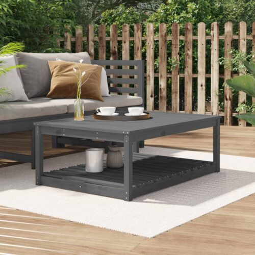 Garden Table Grey 121x82.5x45cm Solid Wood Pine - Image 9