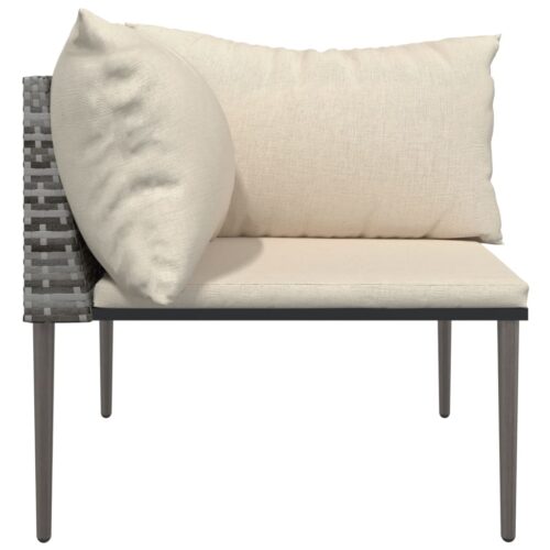 Garden Corner Sofa with Cushions Grey Poly Rattan - Image 3
