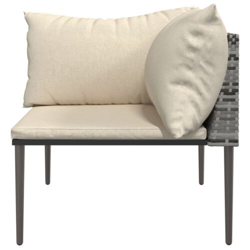 Garden Corner Sofa with Cushions Grey Poly Rattan - Image 4
