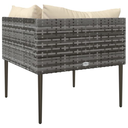 Garden Corner Sofa with Cushions Grey Poly Rattan - Image 5