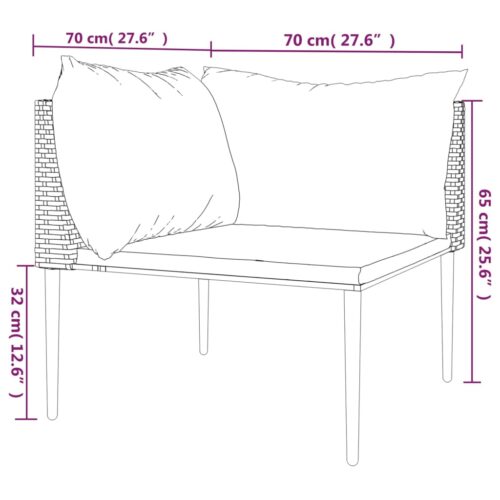 Garden Corner Sofa with Cushions Grey Poly Rattan - Image 8