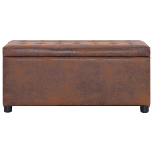 Faux Suede Leather Storage Ottoman Bench Blanket Linen Box Foot Rest Stool - Image 2