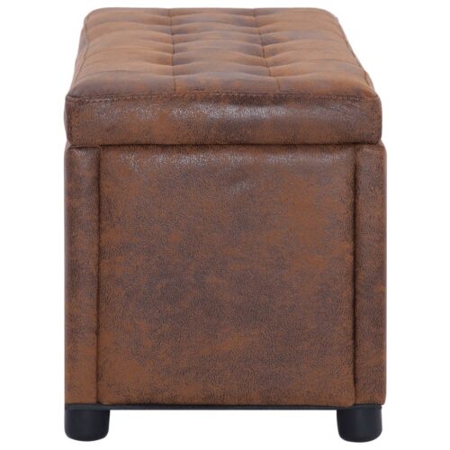 Faux Suede Leather Storage Ottoman Bench Blanket Linen Box Foot Rest Stool - Image 3
