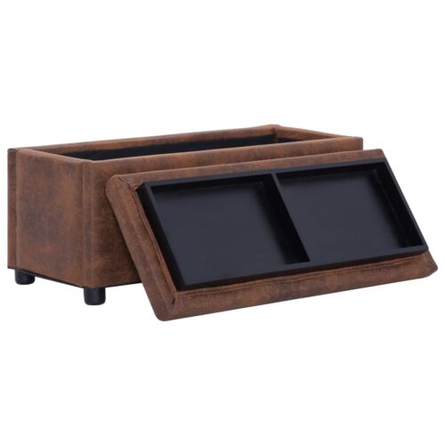 Faux Suede Leather Storage Ottoman Bench Blanket Linen Box Foot Rest Stool - Image 4