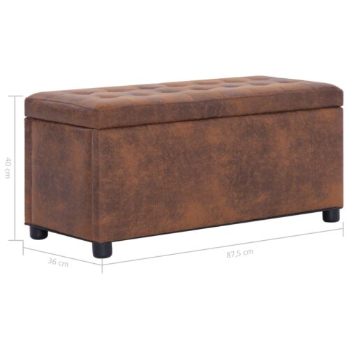 Faux Suede Leather Storage Ottoman Bench Blanket Linen Box Foot Rest Stool - Image 6