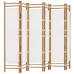 Folding 6-Panel Room Divider Folding Privacy Screen Stand 240cm Bamboo Canvas
