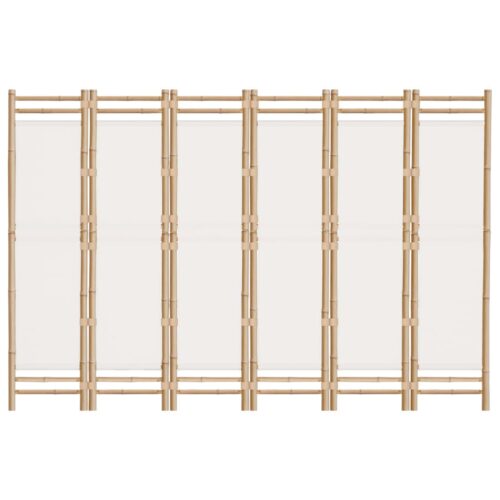 Folding 6-Panel Room Divider Folding Privacy Screen Stand 240cm Bamboo Canvas - Image 4