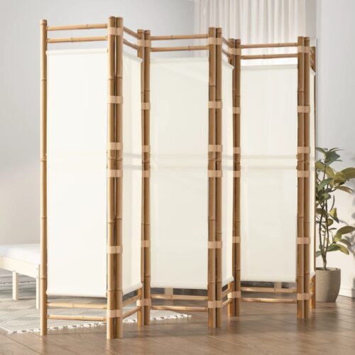 Folding 6-Panel Room Divider Folding Privacy Screen Stand 240cm Bamboo Canvas - Image 10