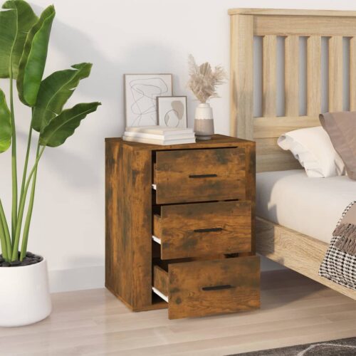 Bedside Cabinet Smoked Oak 50x36x60cm Engineered Wood - Image 3