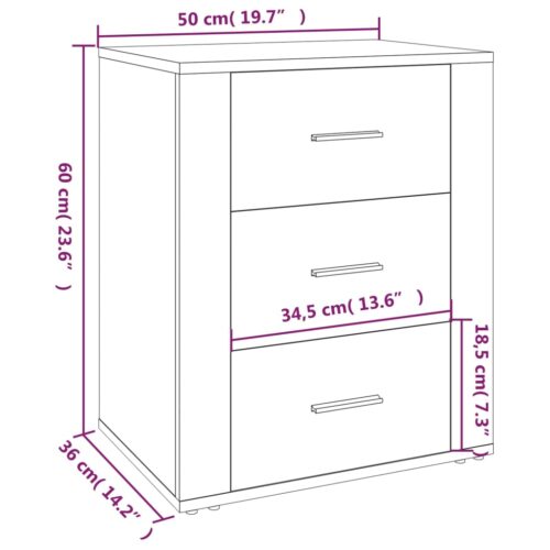 Bedside Cabinet Smoked Oak 50x36x60cm Engineered Wood - Image 10