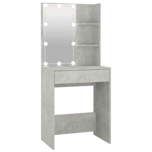 Dressing Table with LED Concrete Grey 60x40x140cm - Image 2