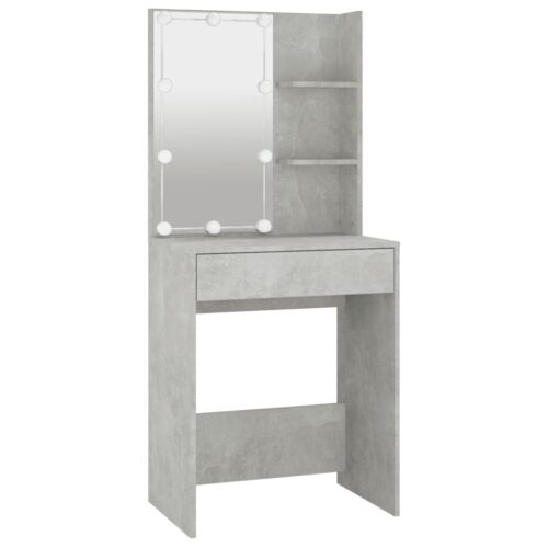 Dressing Table with LED Concrete Grey 60x40x140cm - Image 3