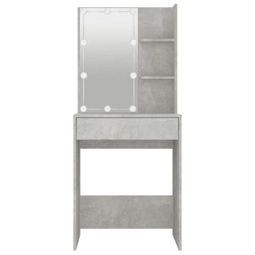 Dressing Table with LED Concrete Grey 60x40x140cm - Image 5