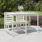 Garden Table White 159.5x82.5x110cm Solid Wood Pine