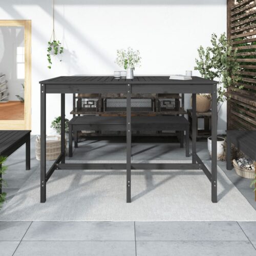 Wooden Garden Table Outdoor Patio Lounge Dining Bistro Pine Wood Grey 159.5x82.5x110cm - Image 3