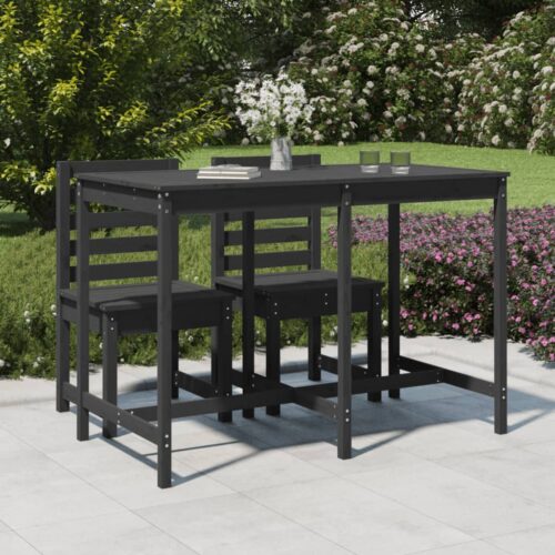 Wooden Garden Table Outdoor Patio Lounge Dining Bistro Pine Wood Grey 159.5x82.5x110cm - Image 8